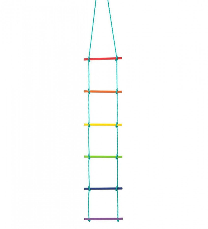 Over-the-Rainbow Climbing Rope Ladder Playground Swing Sets Tree House Accessories Sturdy Nylon Enamel Coated Smooth Metal Rungs， 6' Long