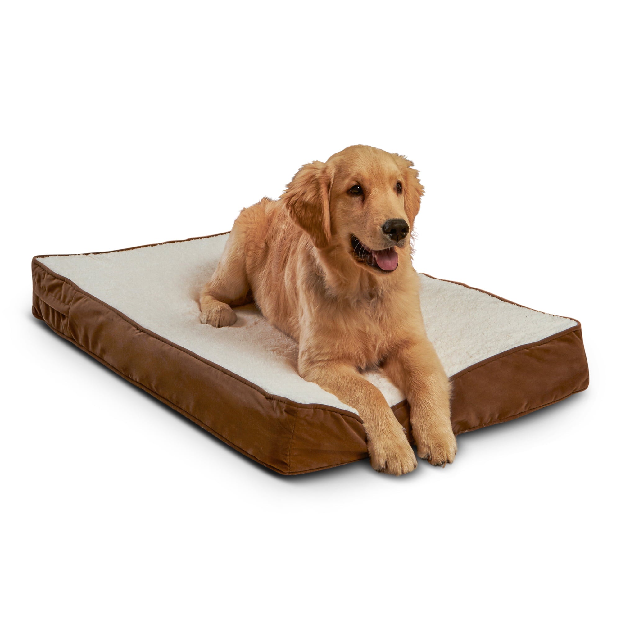 Happy Hounds Oscar Sherpa Orthopedic Dog Bed， Latte， Small (36 x 24 in.)
