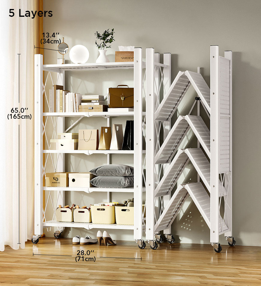 🔥LAST DAY 70% OFF🔥Heavy Duty Foldable Metal Organizer Shelves with Wheels