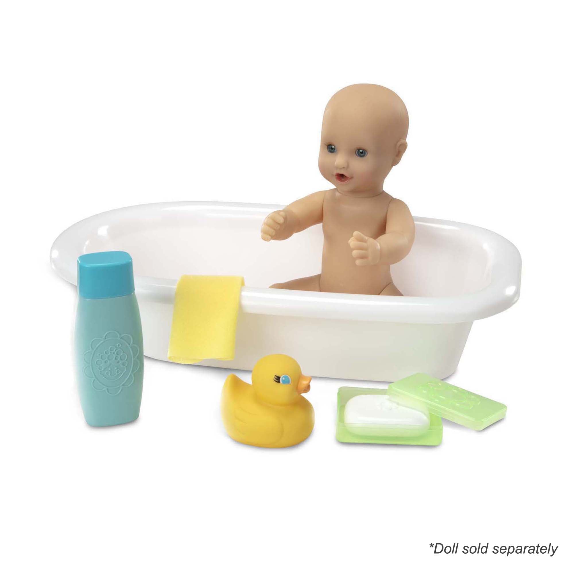 Melissa & Doug Mine to Love Baby Doll Bathtub and Accessories Set (6 pcs) - White