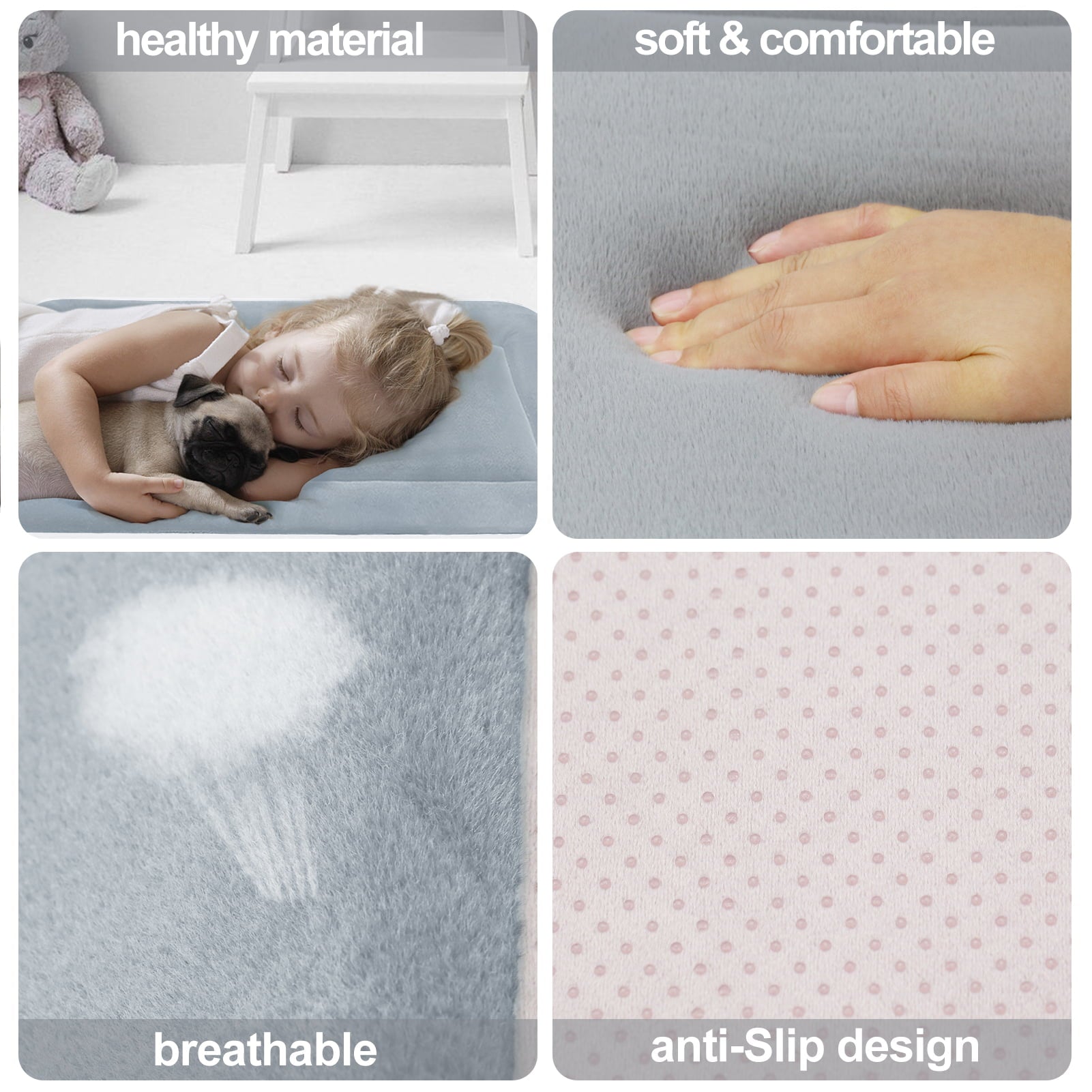 Hero Dog Large Dog Bed Crate Mat 35 in Washable Pet Beds Soft Dog Mattress Anti-Slip Kennel Mats (Gray)