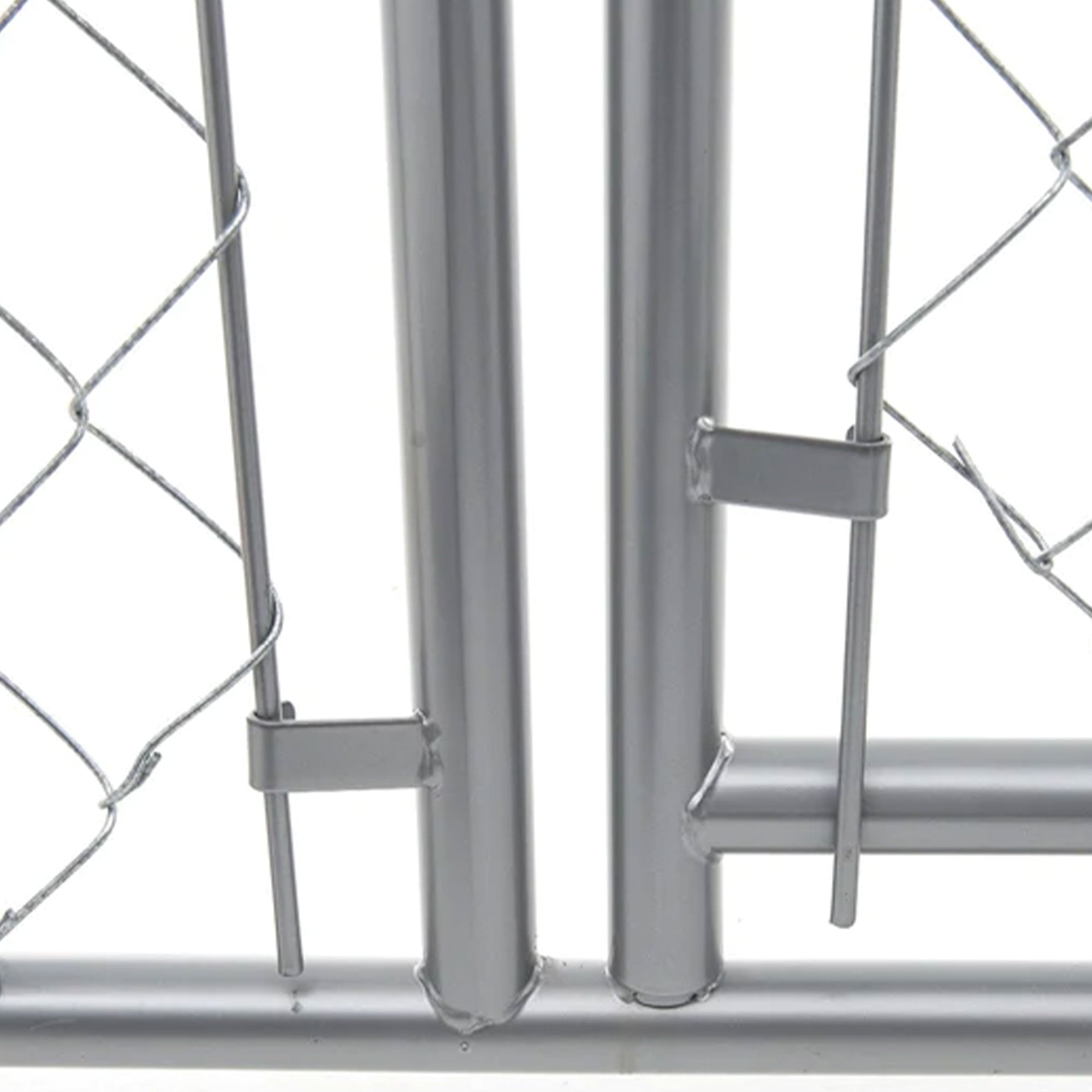 Lucky Dog 2-in-1 Size Galvanized Chain Link Kennel - Silver - CL 61528EZ