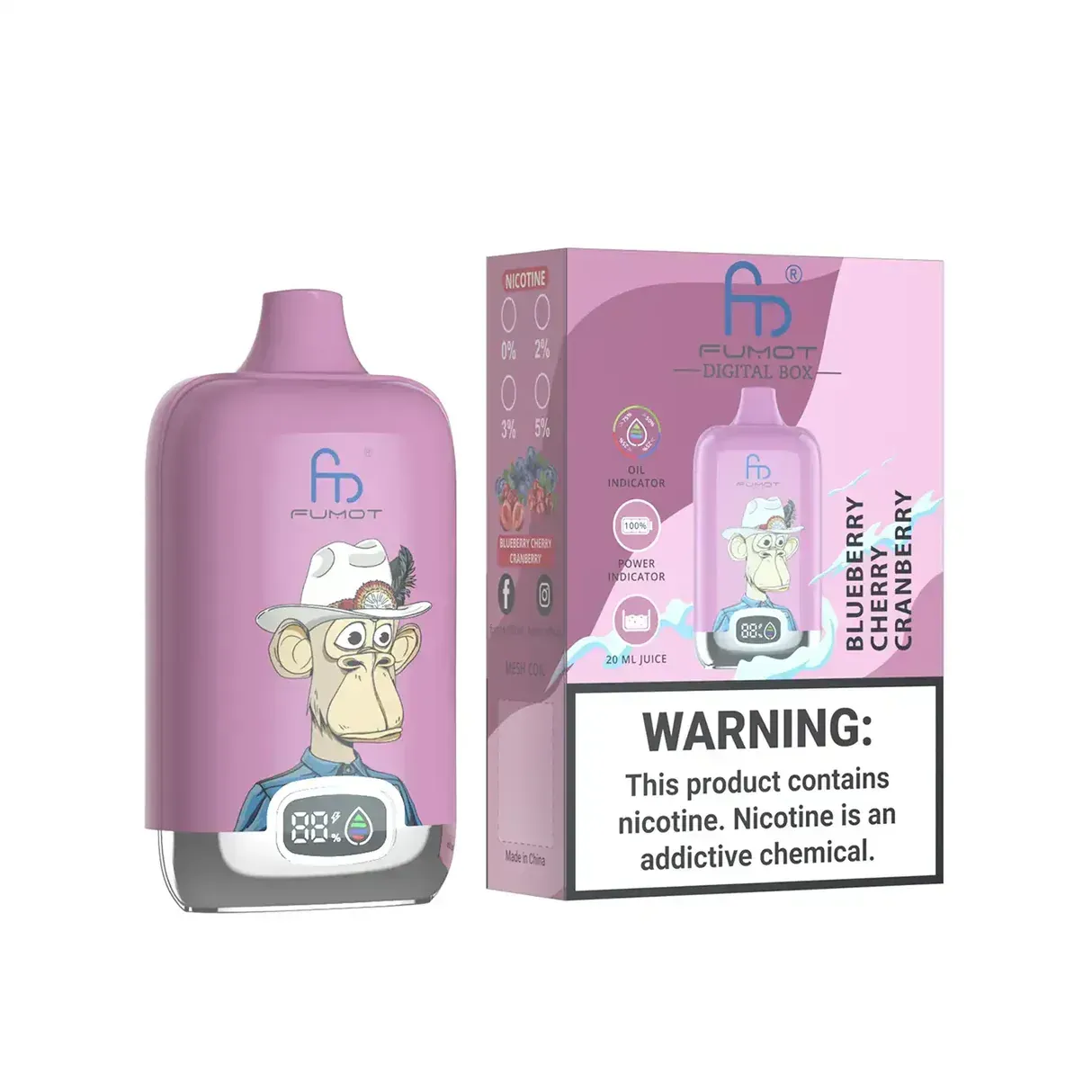 ⭐ Fumot Tornado Digital Box 12000 Züge – 50+ Geschmacksrichtungen 🍇🍉🍋