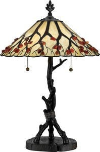 2 Light Craftsman  Table Lamp with Tree Branch Base and Organic Stained Glass Shade with Agate Stones Bailey Street Home 71-Bel-618810