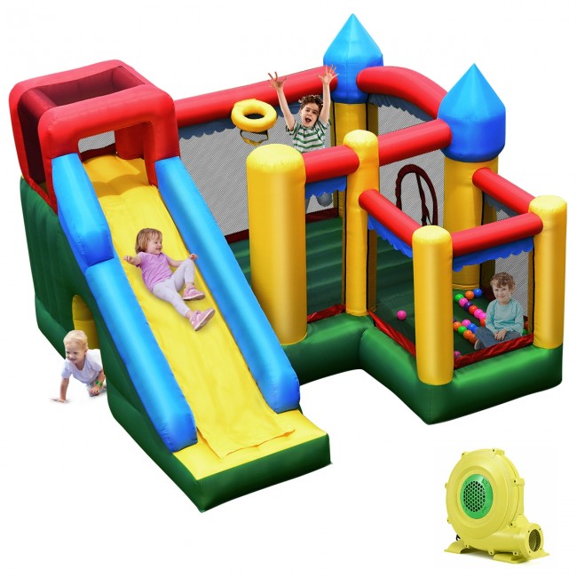 Mighty Inflatable Bounce House Castle Jumper Moonwalk Bouncer w/735W Blower 120'' x 120'' x 84''