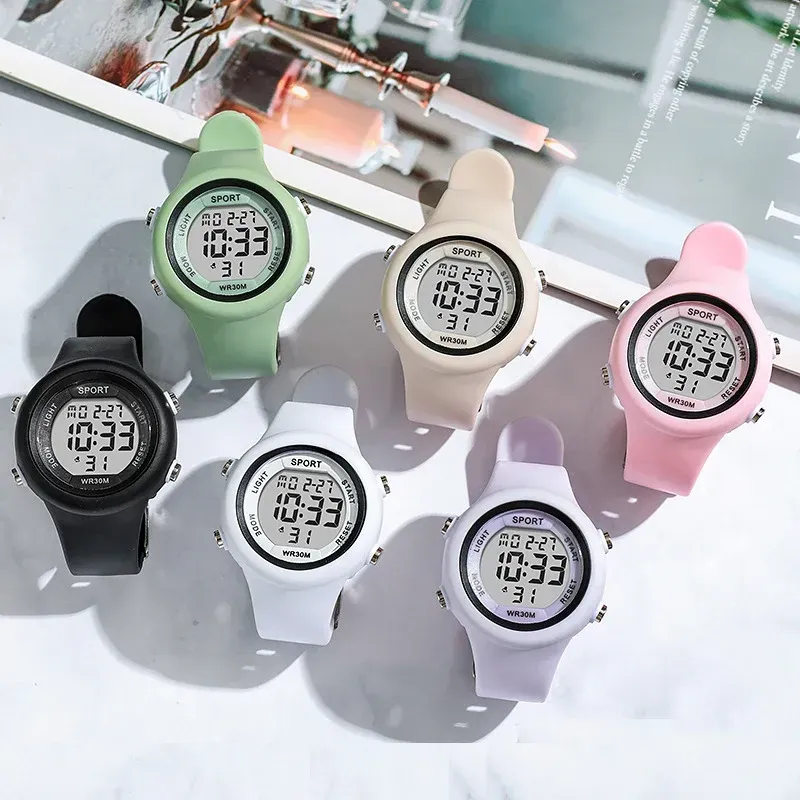 LIUYANGTIAN LED Digital Kids Sports Watch set Luminous Waterproof Alarm Clock Boys and Girls Student Electronic Wristwatch with Bracelet set