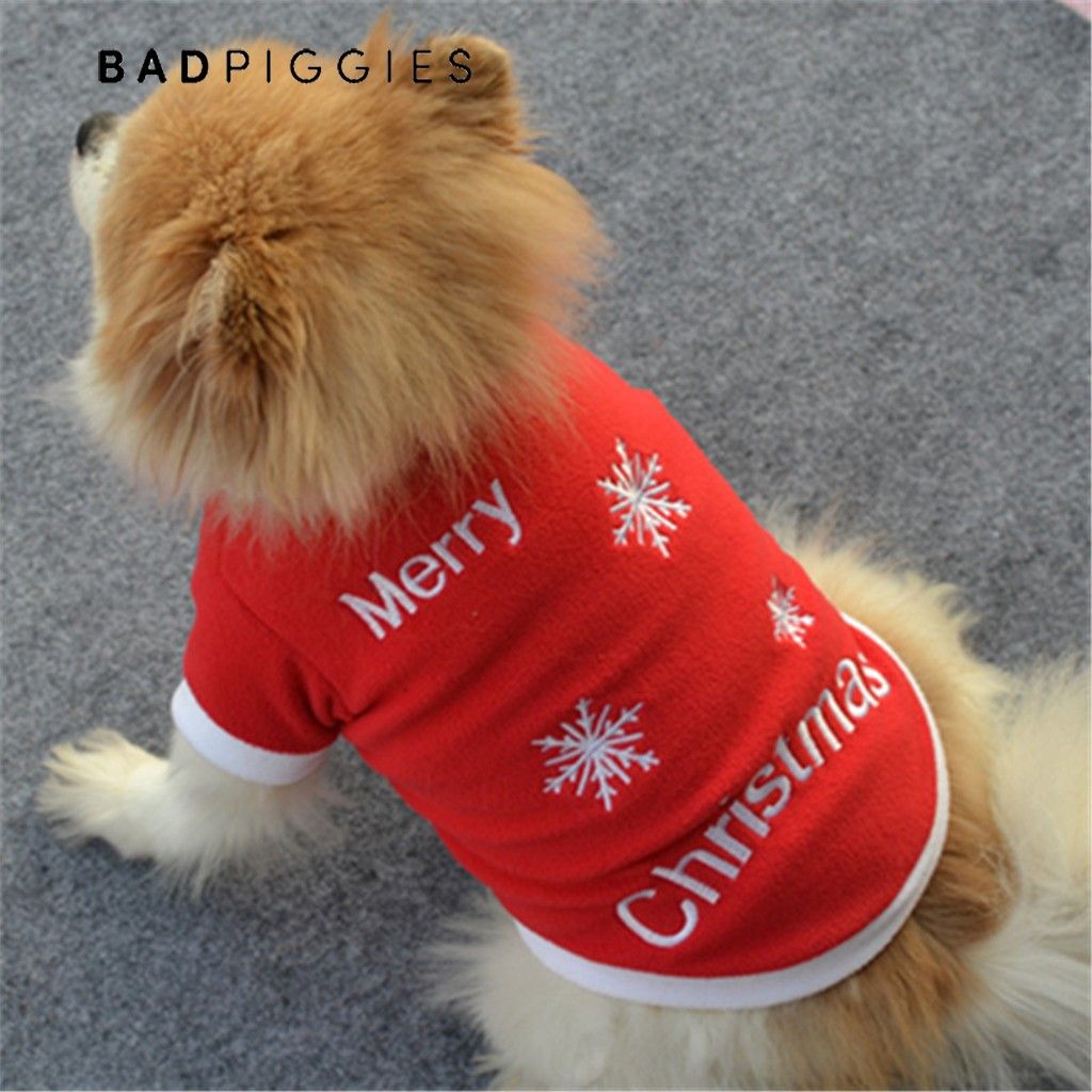 BadPiggies Christmas Dog Clothes Pet Clothes Autumn Winter Sweaters Warm Snowflake Fleece Pullover Dog Clothing For Small Medium Dogs