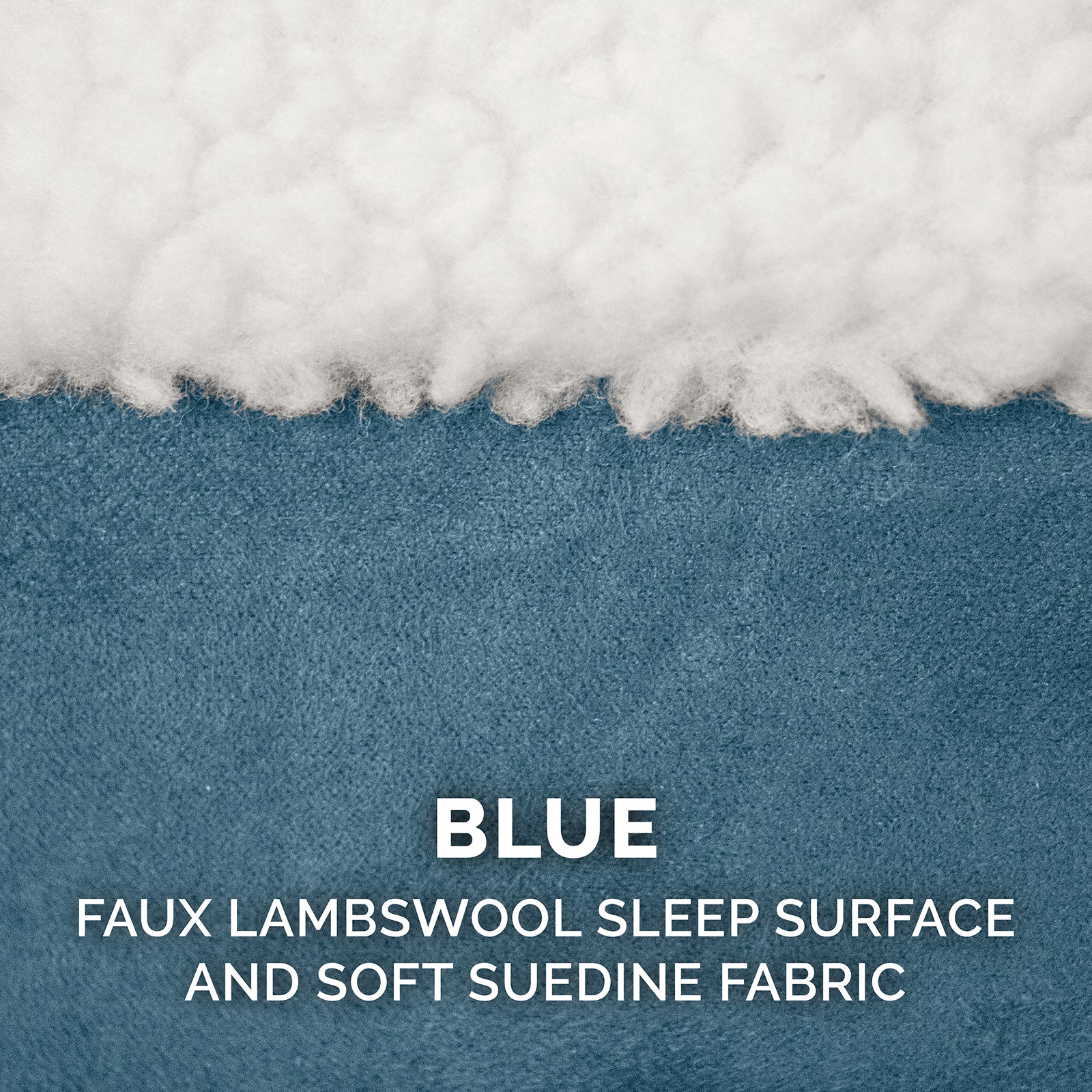 FurHaven | Memory Foam Faux Sheepskin Snuggery Burrow Pet Bed for Dogs and Cats， Blue， 26-Inch