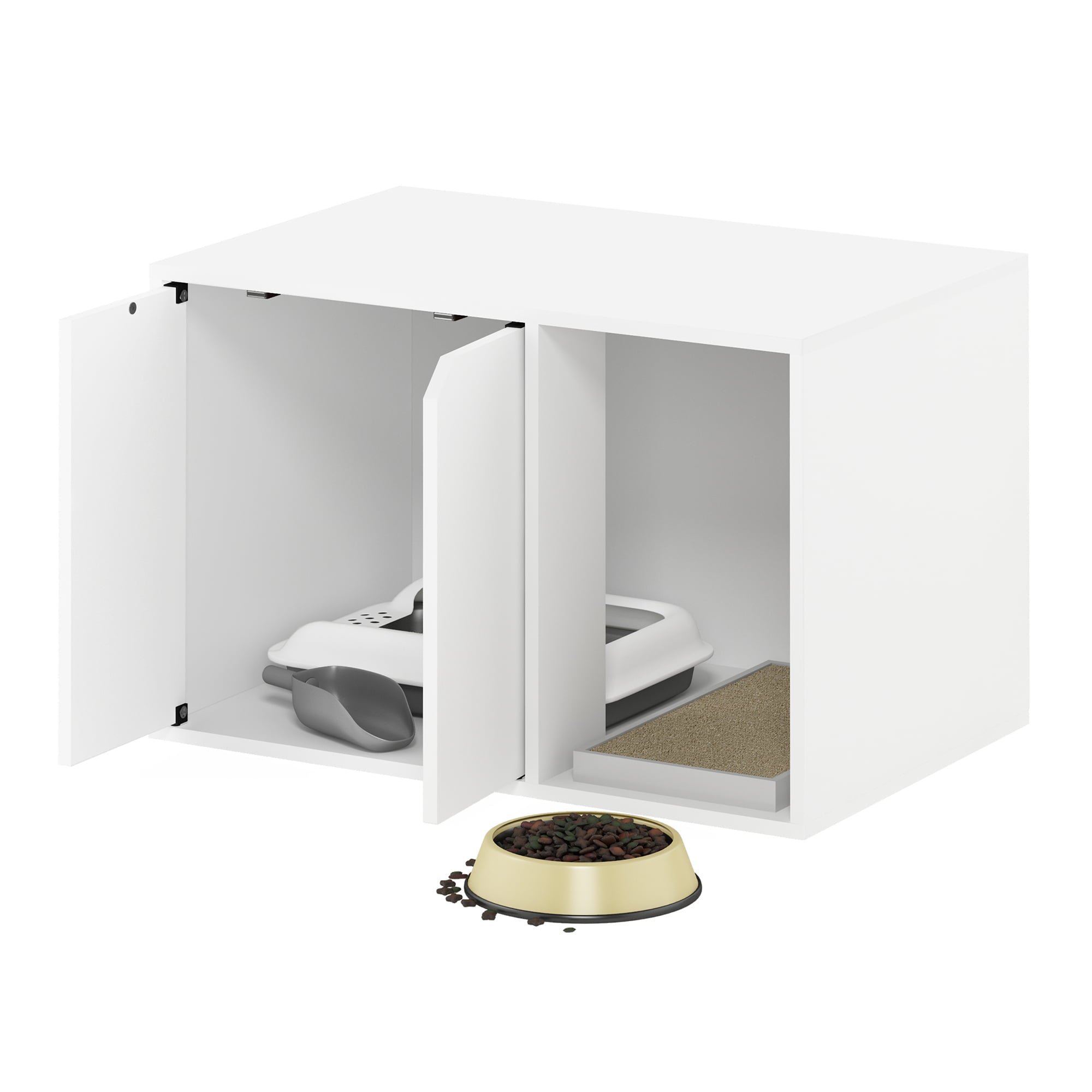 Furinno Peli Small Litter Box Enclosure， Solid White