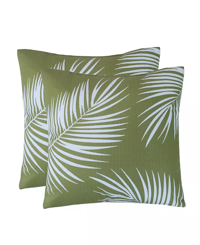 Ocean Pacific Grid Palm Print 2 Pack Decorative Pillow Set， 18