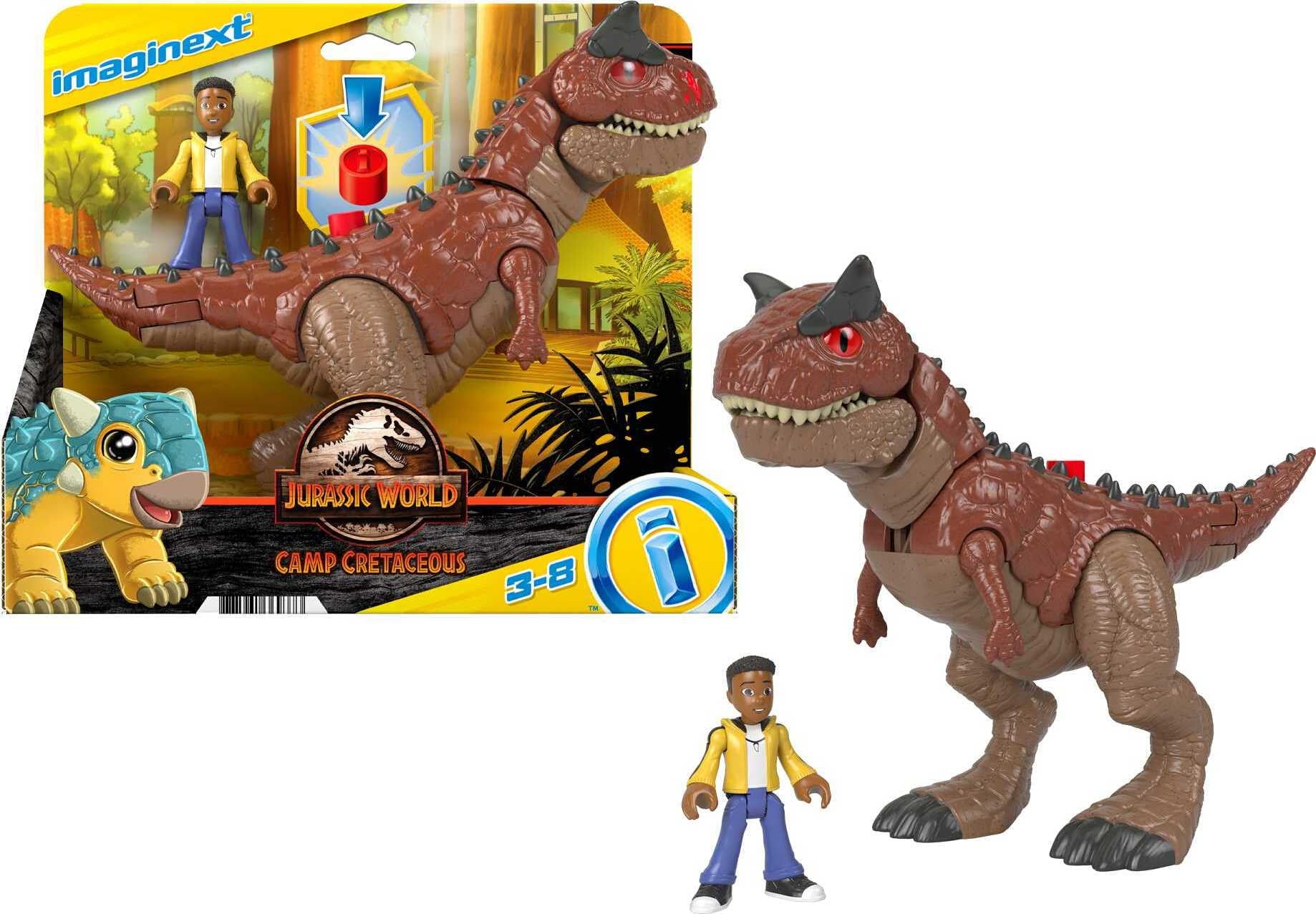 Imaginext Jurassic World Camp Cretaceous Carnotaurus ‘Toro’ Dinosaur and Darius Figure Set