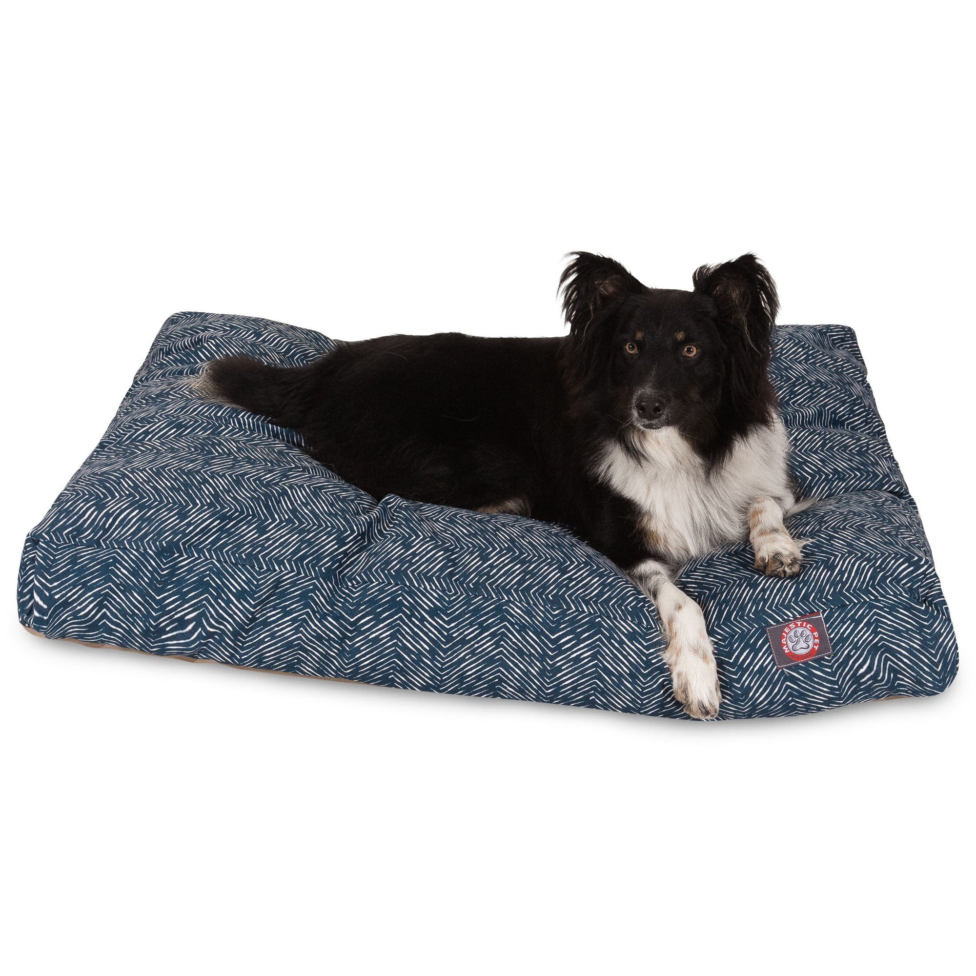 Majestic Pet | South West Shredded Memory Foam Rectangle Pet Bed for Dogs， Navy， Medium