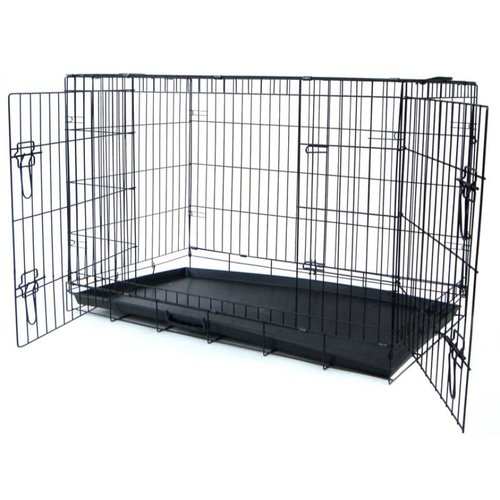 YML DSA30 Foldable Heavy Duty 2 Door Dog Crate - Black