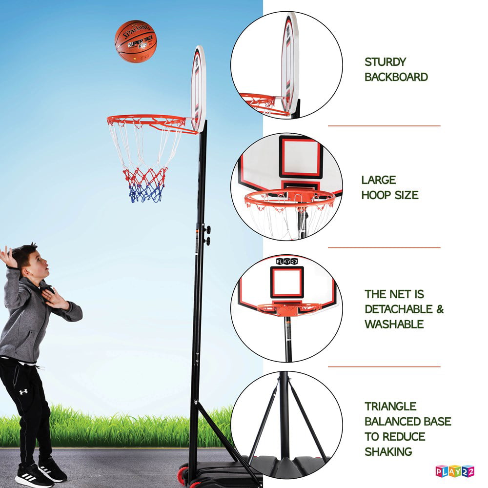 Basketball Hoop with Stand for Kids - Adjustable Height Basketball Hoop - Set to 5ft 9in and 6ft 9in Portable Basketball Weather Resistant Hoop Indoor Outdoor Play - Play22USA
