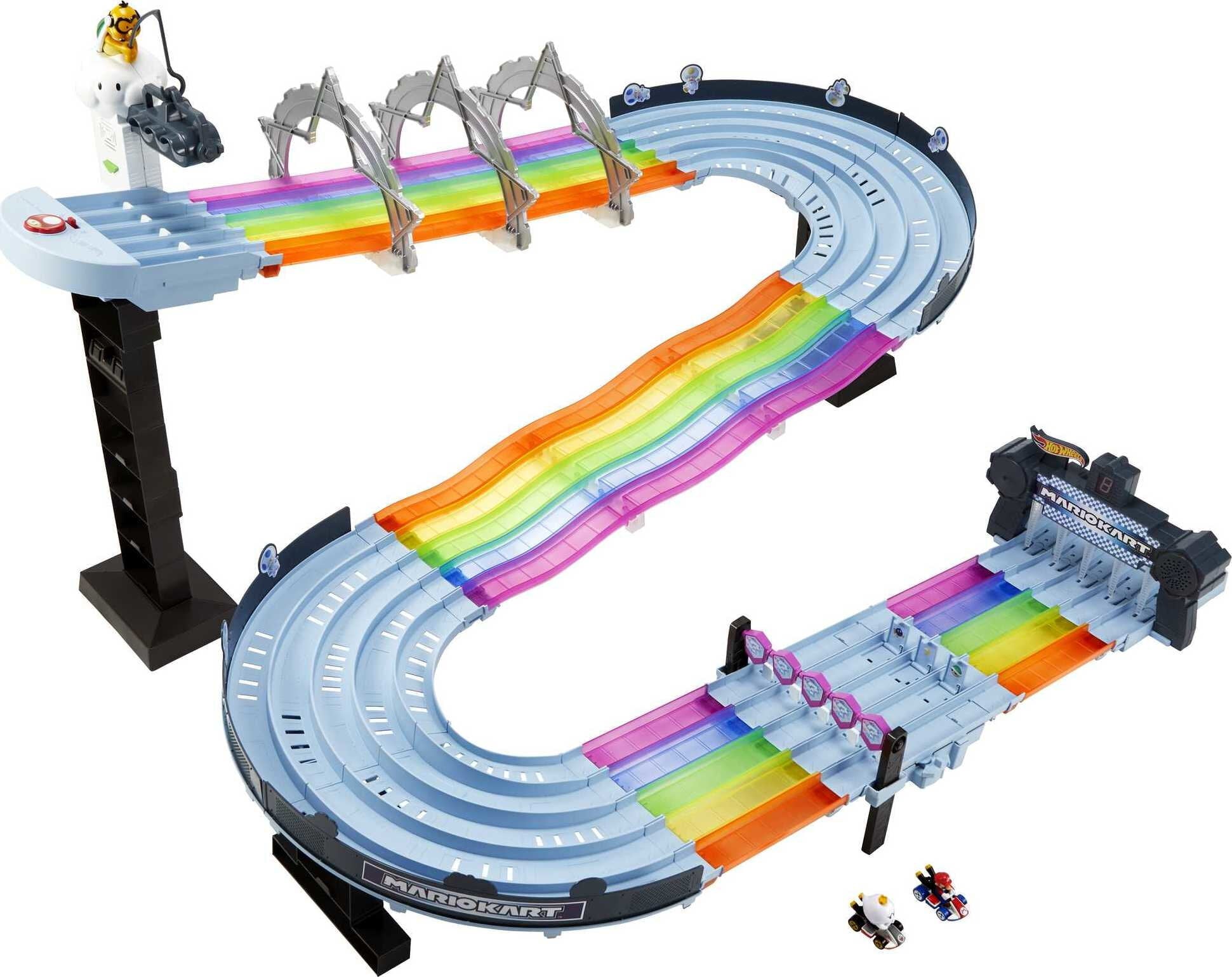Hot Wheels Mario Kart Rainbow Road Raceway Set with 2 1:64 Scale Vehicles