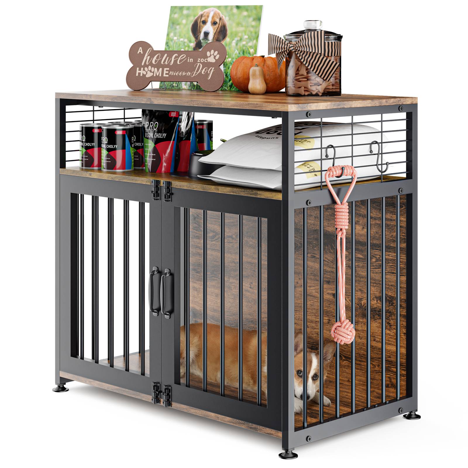 MOPHOTO Dog Crate Furniture-Style Cages Large Dog Crate Furniture Indoor Dog Kennels， Easy to assemble