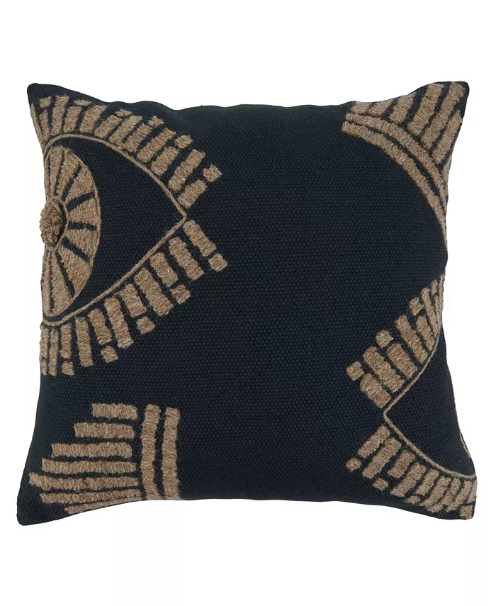 Saro Lifestyle Eye Design Embroidered Decorative Pillow， 20
