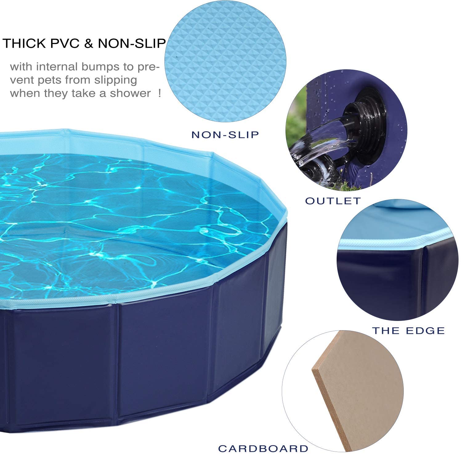 Intera Foldable Pet Swimming Pool Portable Dog Pool Kids Pets Dogs Cats Outdoor Bathing Tub Bathtub Water Pond Pool and Kiddie Pools