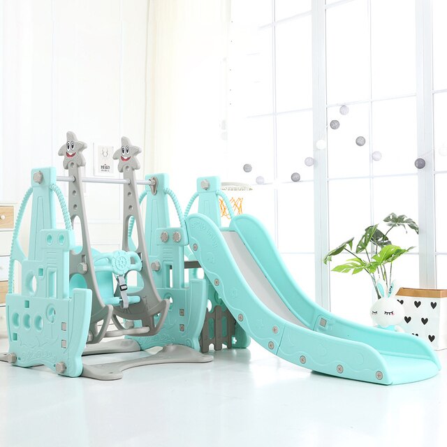 Baby products Birthday Gift Multifunctional Household Baby Slide Swing and  Frame Combination Children Indoor Slide With Music