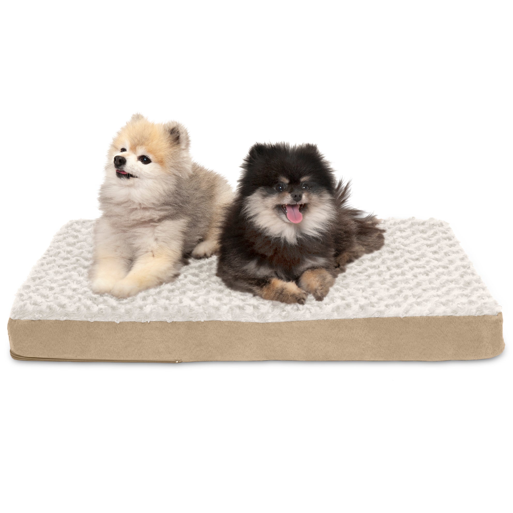 FurHaven Pet Products | Deluxe Cooling Gel Memory Foam Orthopedic Ultra Plush Mattress Pet Bed for Dogs and Cats， Cream， Medium