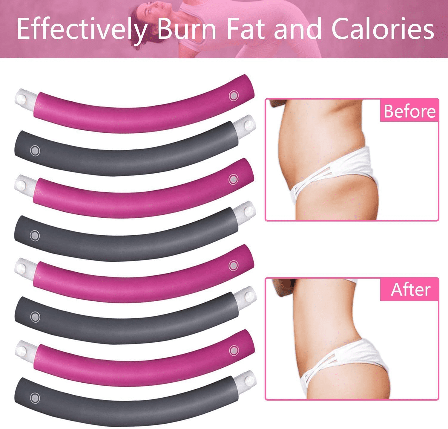 Fitness Exercise Weighted hoops，8 Sections Adjustable Exercise Hoop for Adults ，Professional Soft Workout Hoop for Exercise， Dance， Fitness and Fun