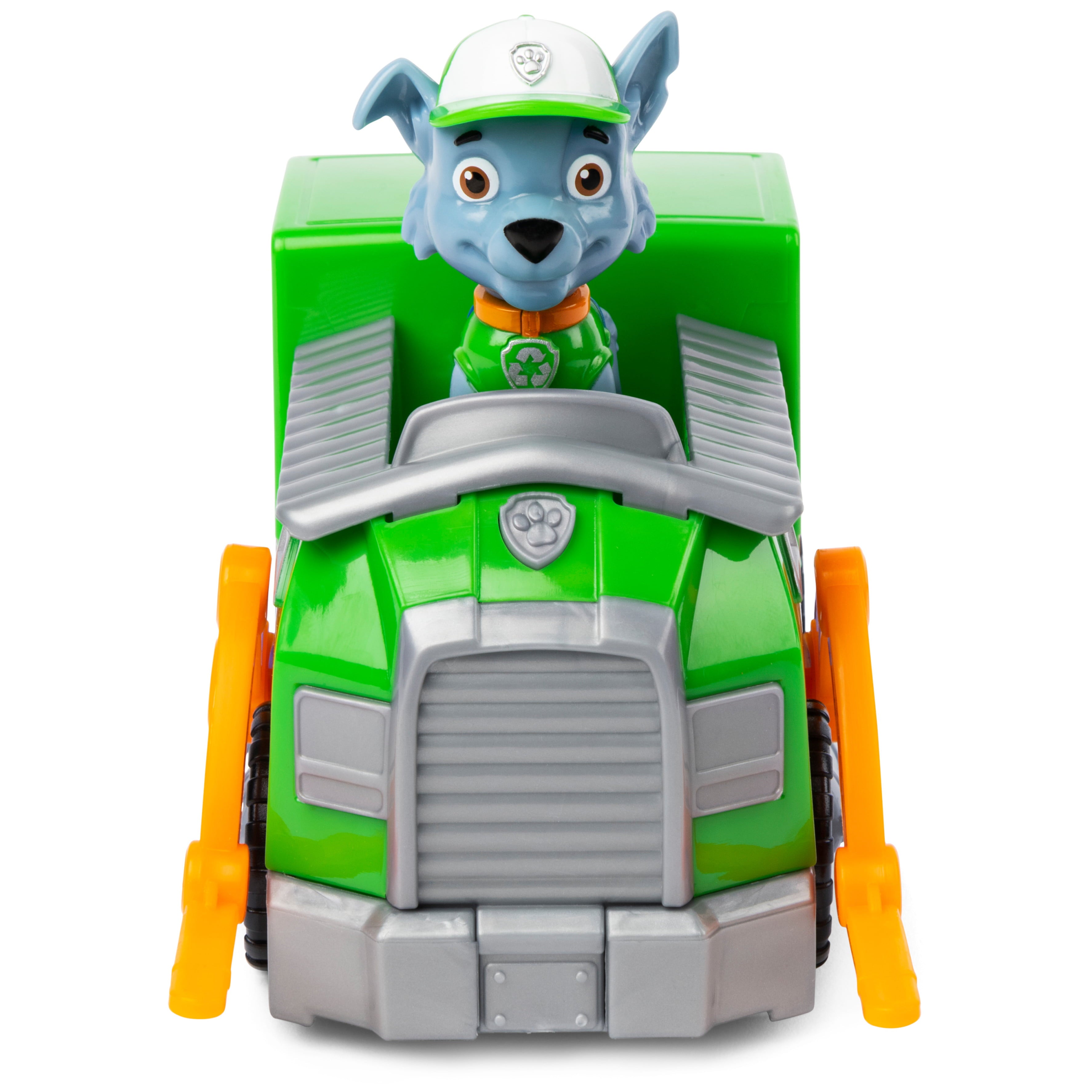 PAW Patrol， Rocky’s Recycle Truck Vehicle with Collectible Figure， for Kids Aged 3 and up