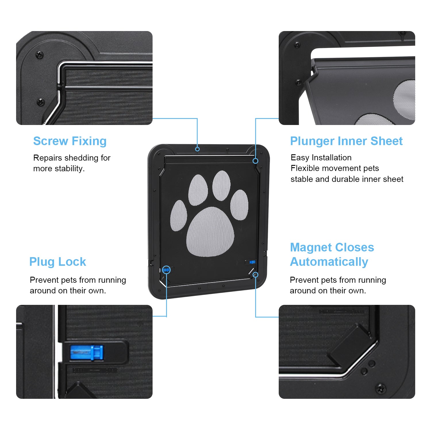 LINGJIA Extra Large Pet Door for Dogs and Cats， Dog Screen Door with Magnetic Flap Automatic Lockable Pet Door Screen Sliding Door for Small Dogs Cats (Outer Size 16.54