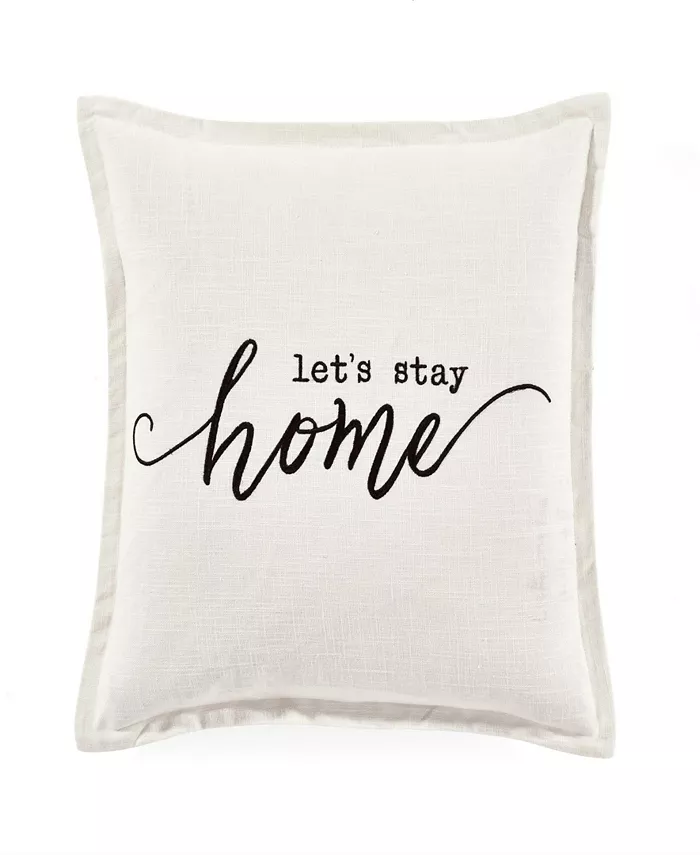 Lush Dandeacutecor Lush Decor Let's Stay Home Script Decorative Single Pillow Cover， 20