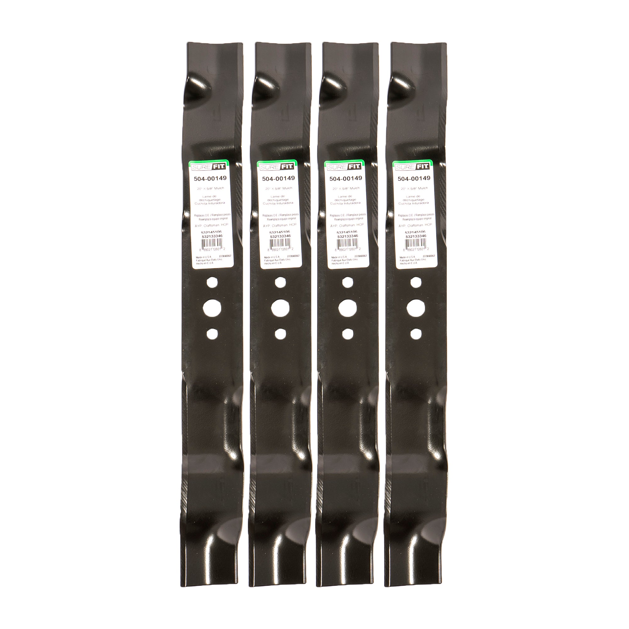 SureFit Mulching Blade Replacement for Husqvarna 532145106 50DK 51D 51 MD 510 MD 6020 H51 Walk-Behind Mowers 20" 4 Pack