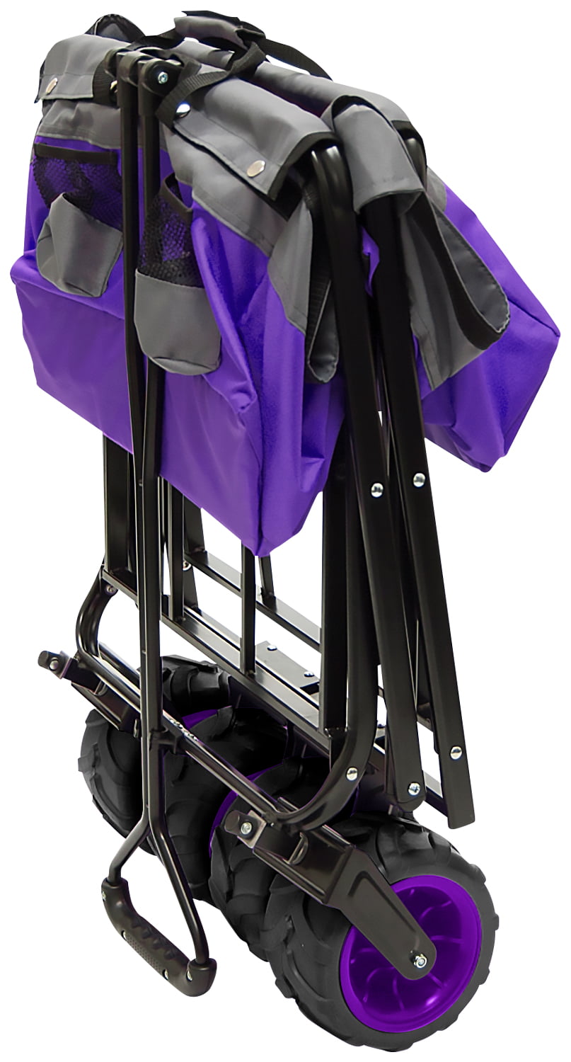 Creative Outdoor Products Collapsible Folding Wagon Cart- Purple and Gray