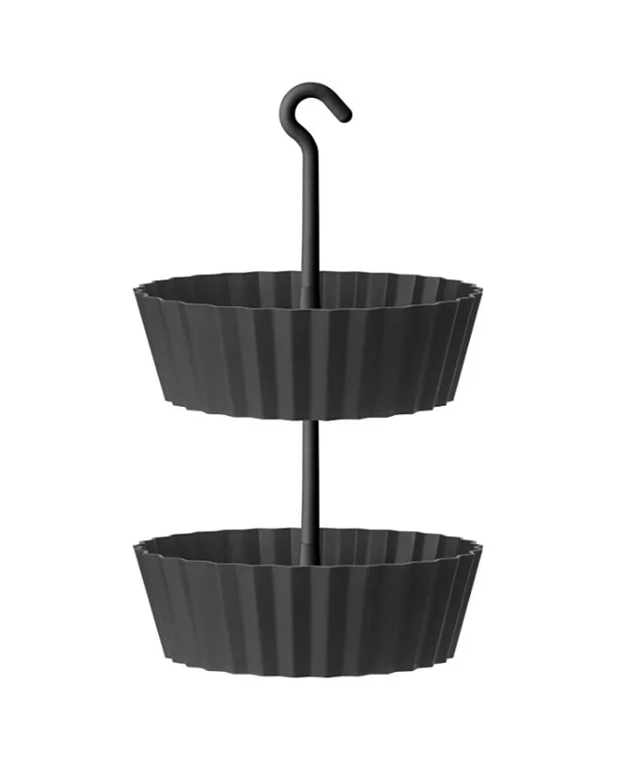 Tree Nest Sunny Hanging 2-Tiered Lace Planter Round Anthracite 10in