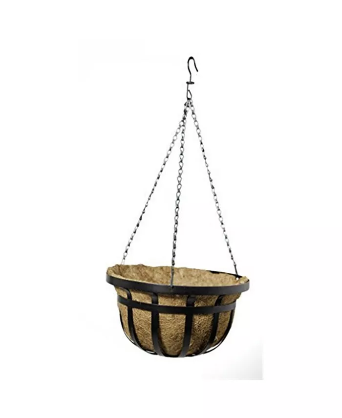 Panacea Products Flat Iron Series 14-Inch Hanging Basket， Black