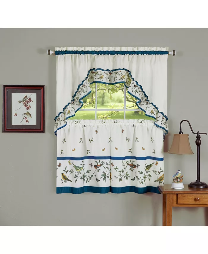 Achim Love Birds Printed Tier and Swag Window Curtain Set， 57x24
