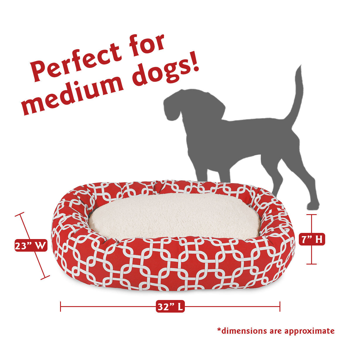 Majestic Pet | Links Sherpa Bagel Pet Bed For Dogs， Red， Medium