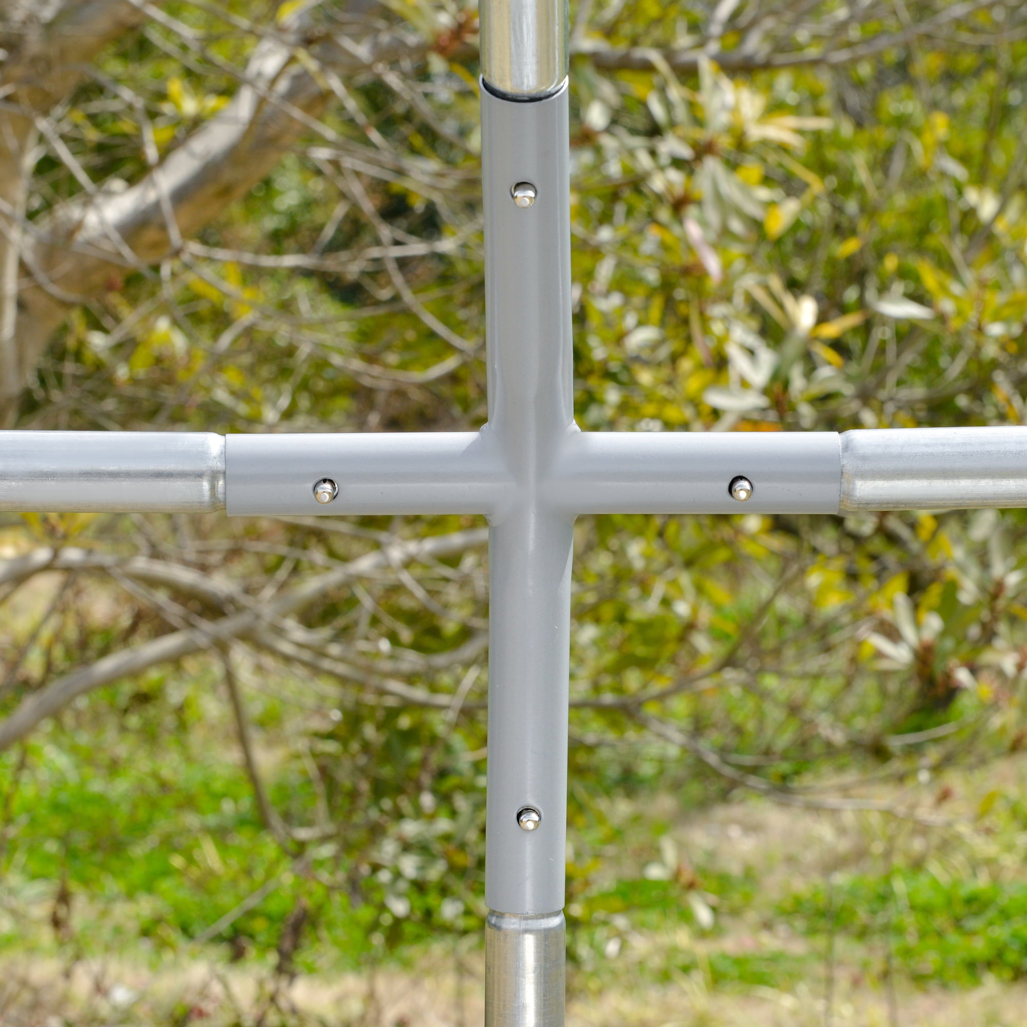 PawHut Galvanized Large Metal Chicken Coop Cage Walk-in Enclosure Poultry Hen Run House Playpen Rabbit Hutch with Cover for Outdoor Backyard 9.2' x 6.2' x 6.5' Silver