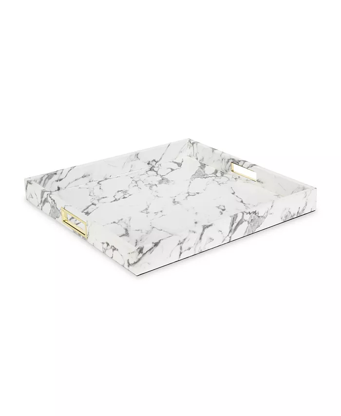 American Atelier Marble with Gold-Tone Stainless Steel Handles Tray