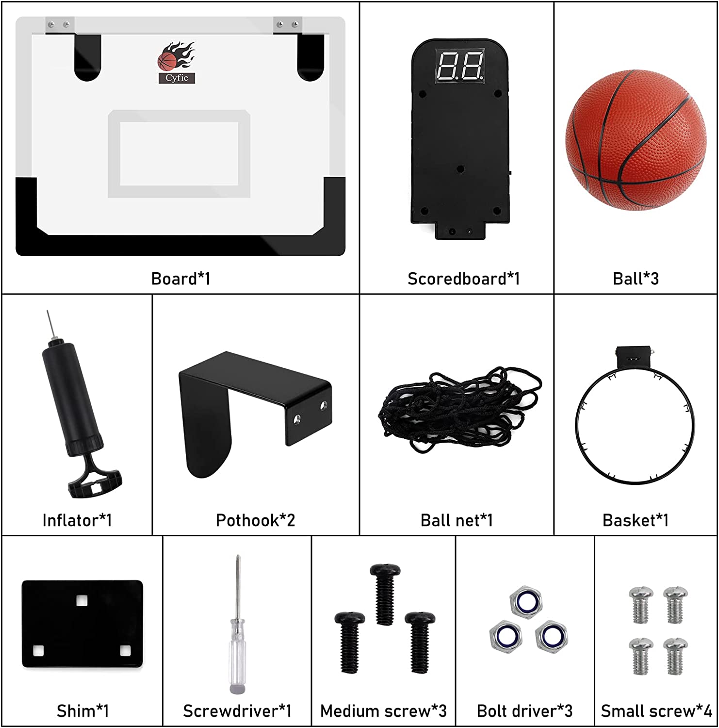 Cyfie Indoor Basketball Hoop Mini Door Basketball Hoop over the Door Backboard Rim with Scoreboard for Kids Adults