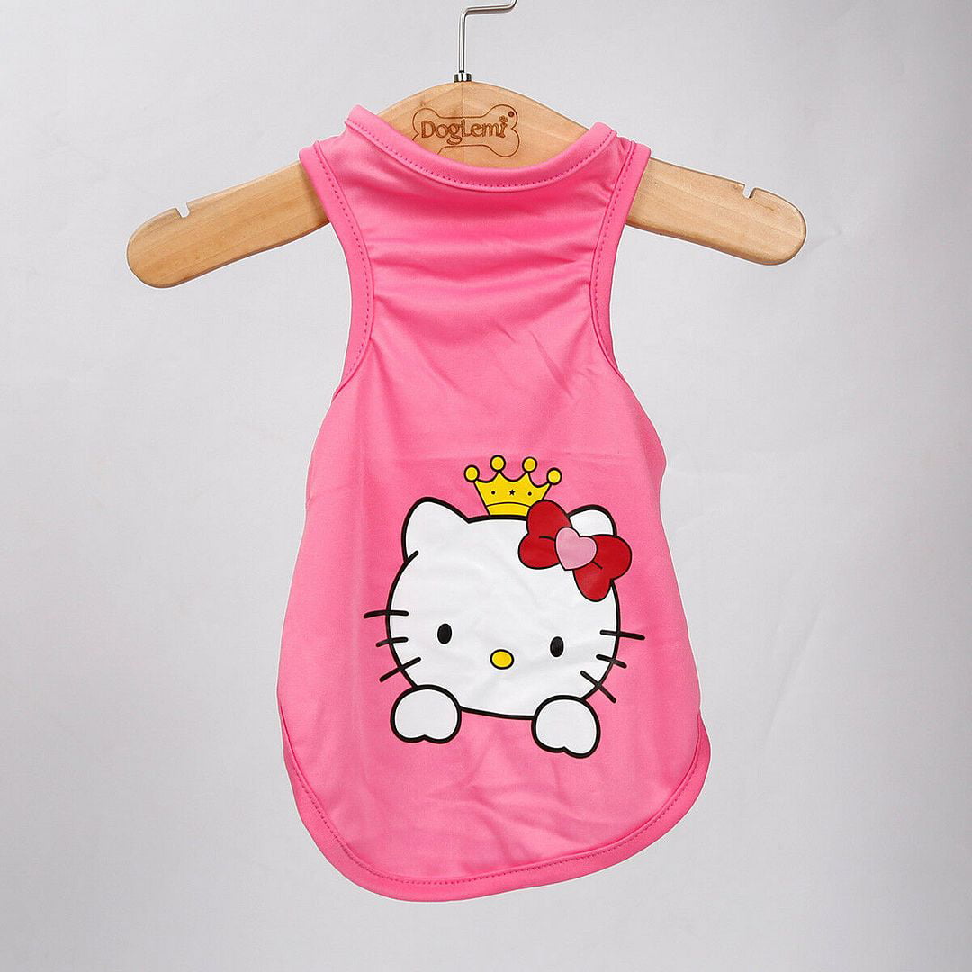 Cute Hello Kitty Logo t-Shirt Pink Hello Kitty Design Shirt FOR SMALL DOGS Small Dog Sweater (SMALL)