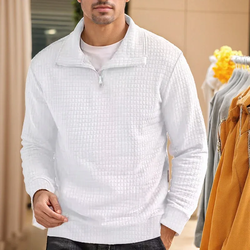 Blusa Masculina Carter™ em Tecido Texturizado com Zíper Parcial / Elegância Casual com Conforto Premium!