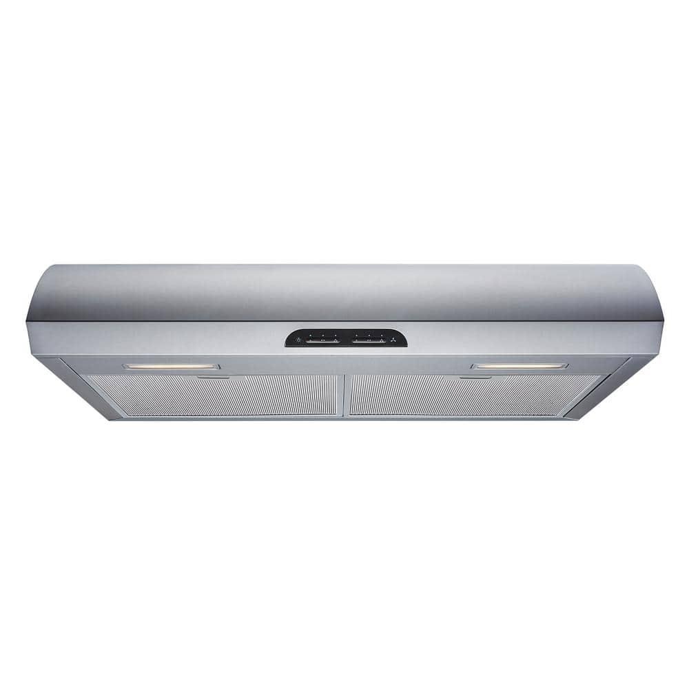 Winflo 30 in 483 CFM Convertible Under Cabinet Range Hood in Stainless Steel with Mesh Filters and Touch Controls