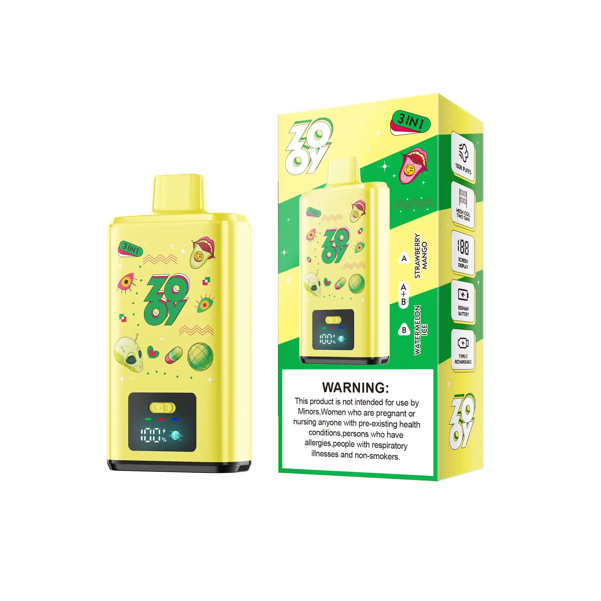 🌟ZOOY 150K Puffs 3 Flavors in 1 Disposable Vape