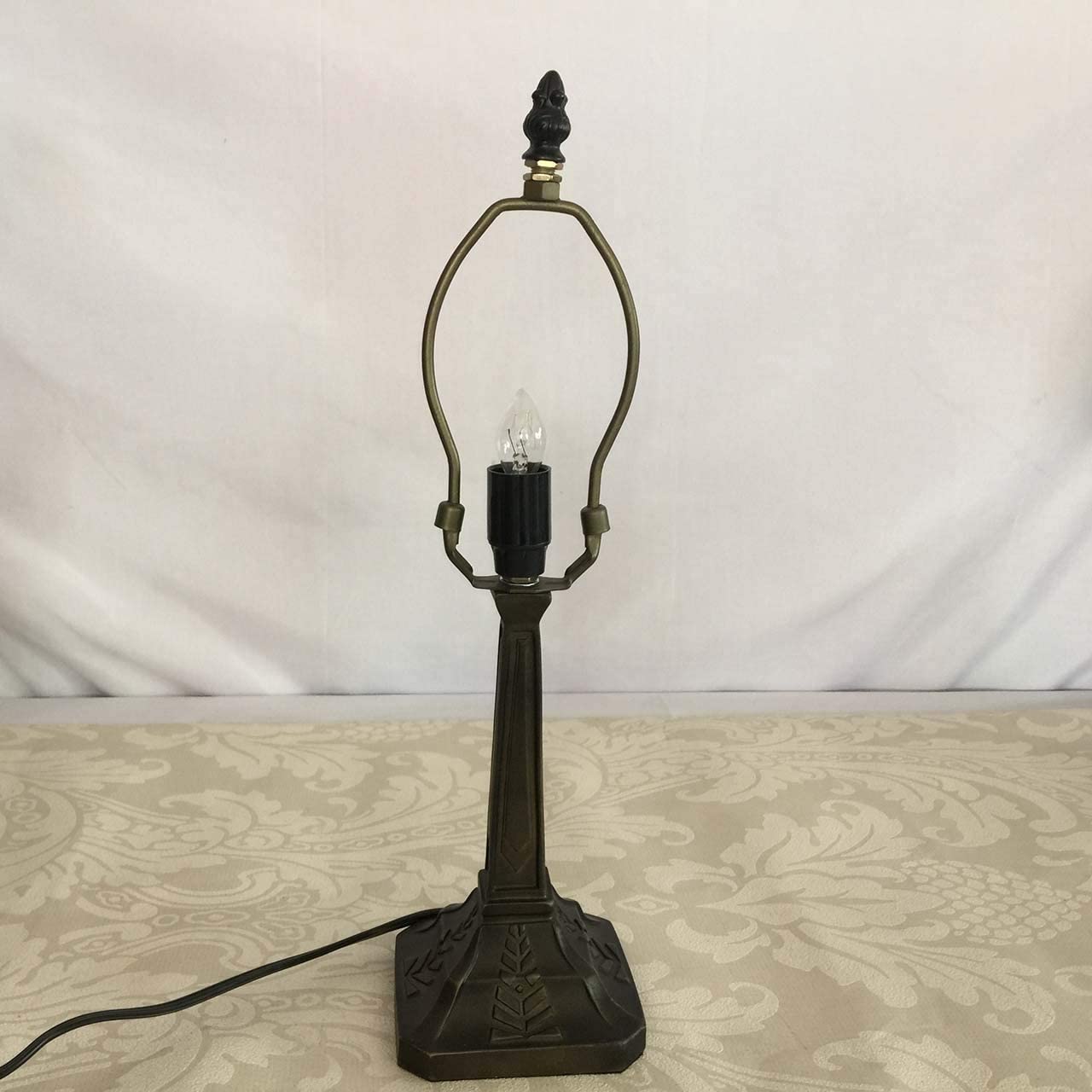 SHADY L10791 Mission Style Table Lamp  Stained Glass Night Light with Hexagonal Cone Lampshade  10" W x 16" H