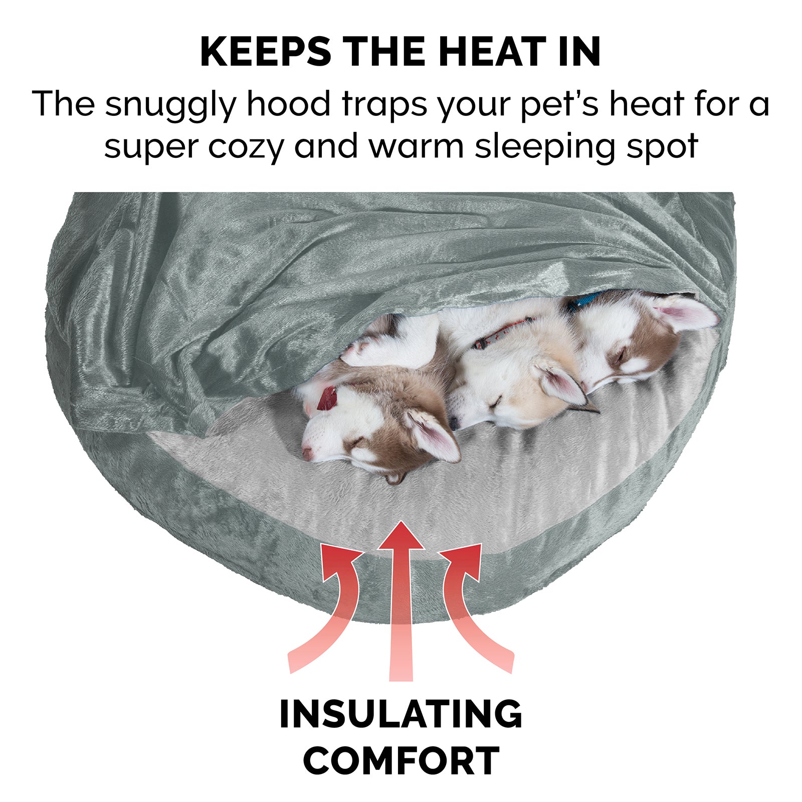 FurHaven Pet Dog Bed | Orthopedic Microvelvet Snuggery Burrow Pet Bed for Dogs and Cats， Gray， 26-Inch