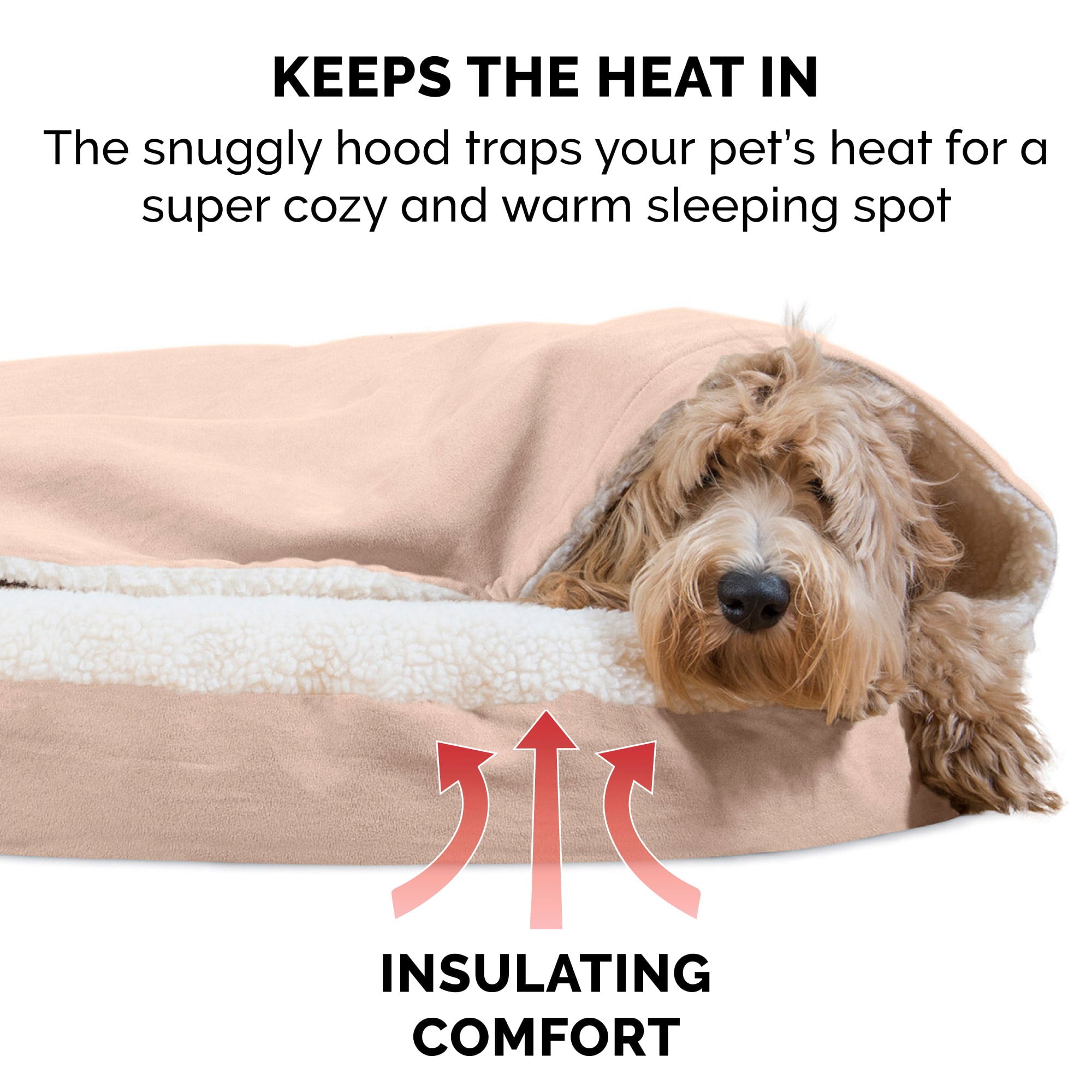 FurHaven | Memory Foam Faux Sheepskin Snuggery Burrow Pet Bed for Dogs and Cats， Cream， 44-Inch