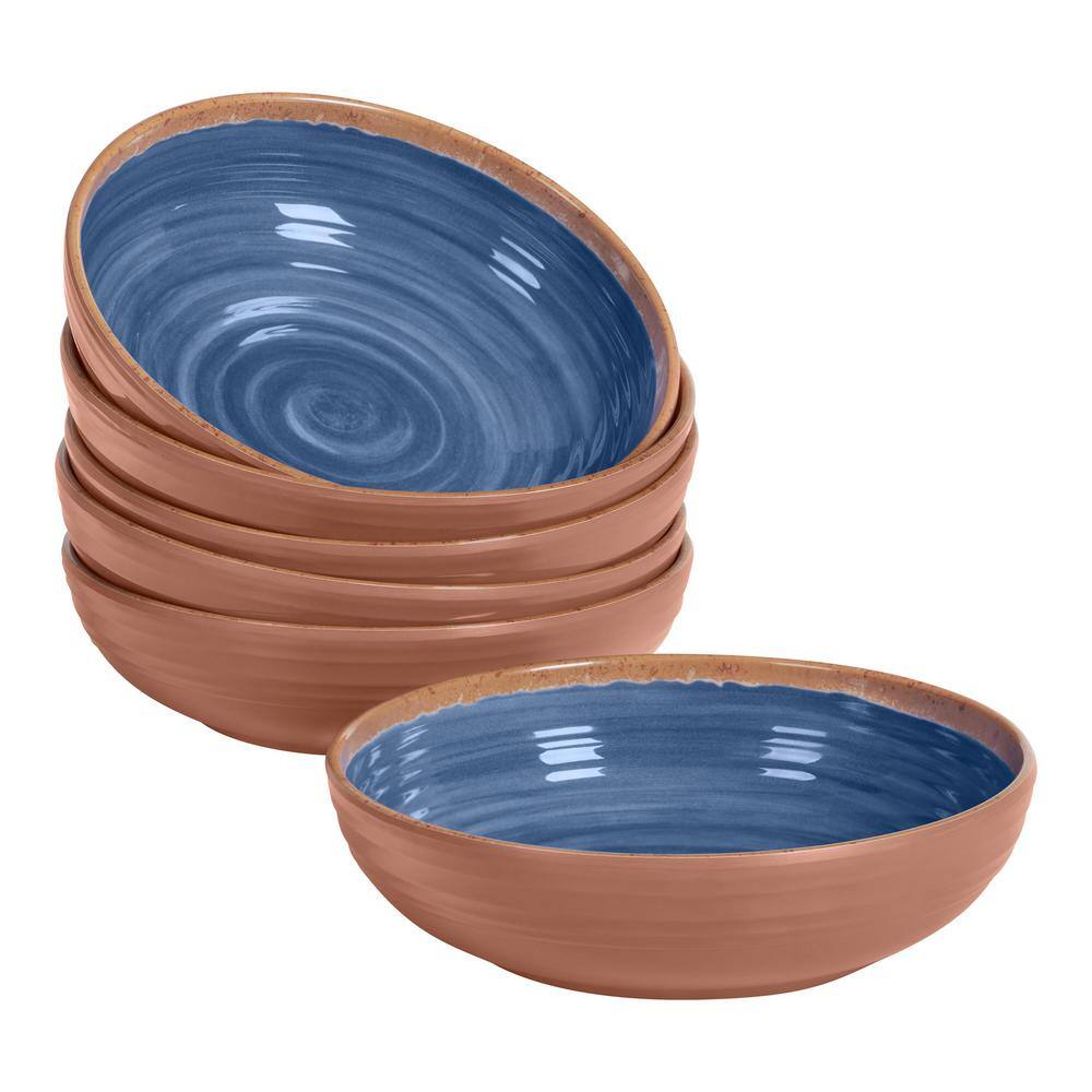 Home Decorators Collection Azria Melamine Dinner Bowls in Laguna Blue (Set of 6) PAN5080TMBLB