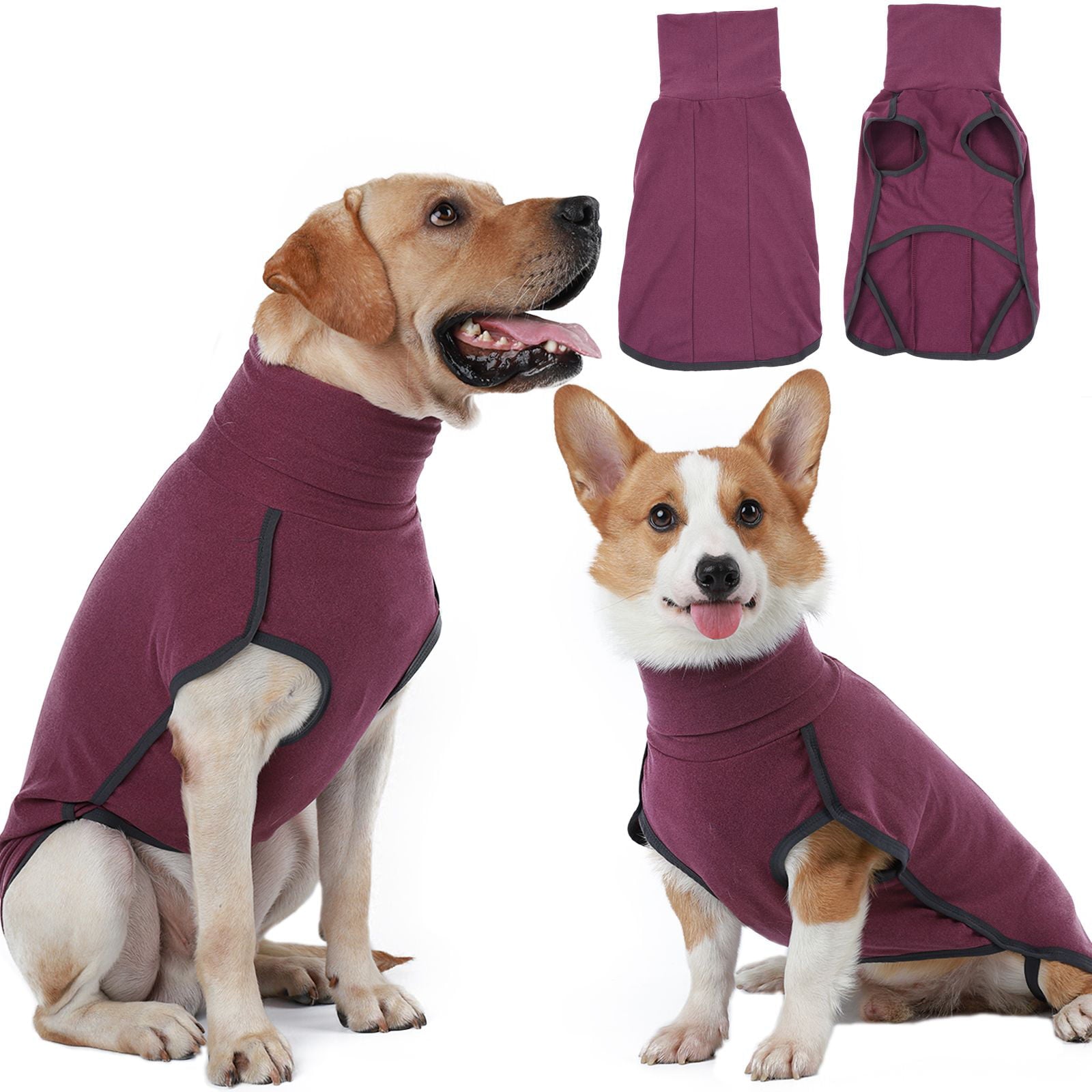 ROZKITCH Dog Fleece Vest Turtleneck Sweater Stretch Sweatshirt， Warm and Lightweight Pullover Pajama Dog Coat， Autumn Winter Cold Weather Puppy Clothes Jacket for Small Medium Large Dogs