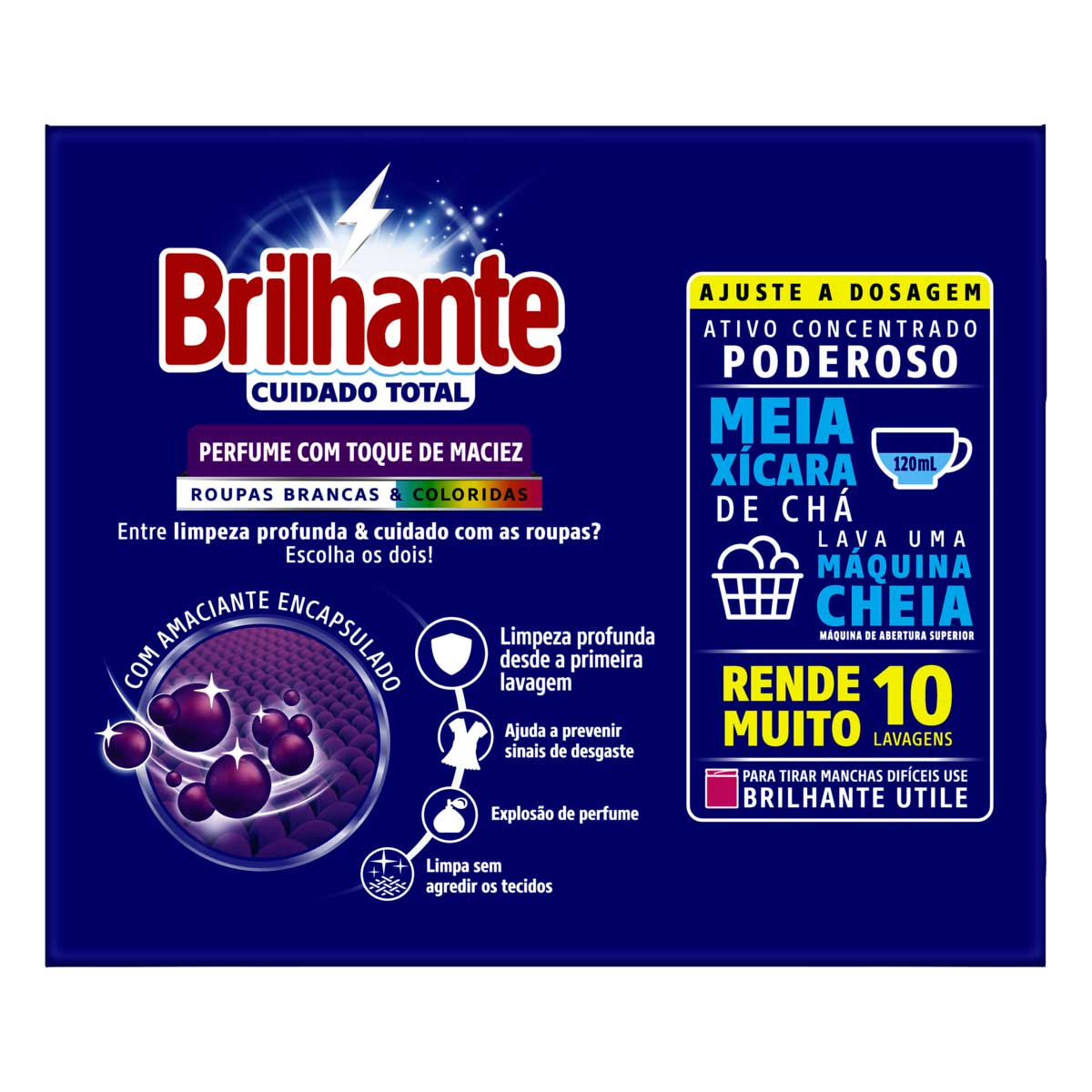 Lava-Roupas Po Roupas Brancas e Coloridas Brilhante Cuidado Total Caixa 800g