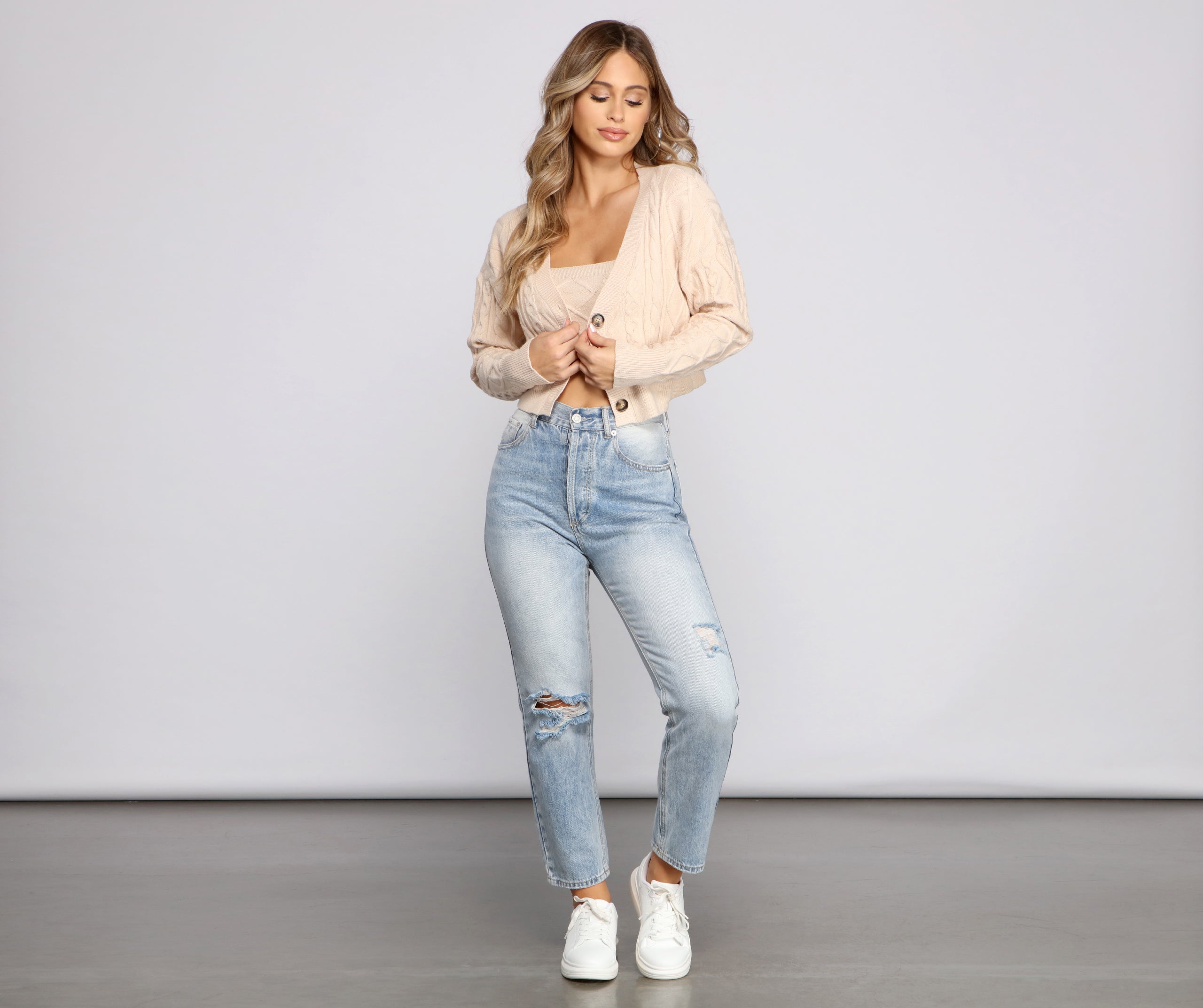 She's A Trendsetter Cable Knit Cardigan