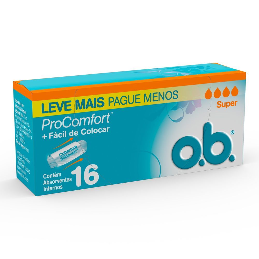 Absorvente interno super leve mais pague menos O.B ProComfort 16 unidades