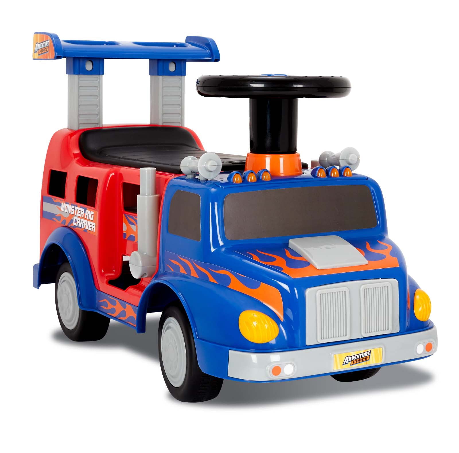 Ride On Toy Adventure Force Monster Rig Carrier Transportation Ride on for Kids 1-3 Years Old， Supports up to 44lbs